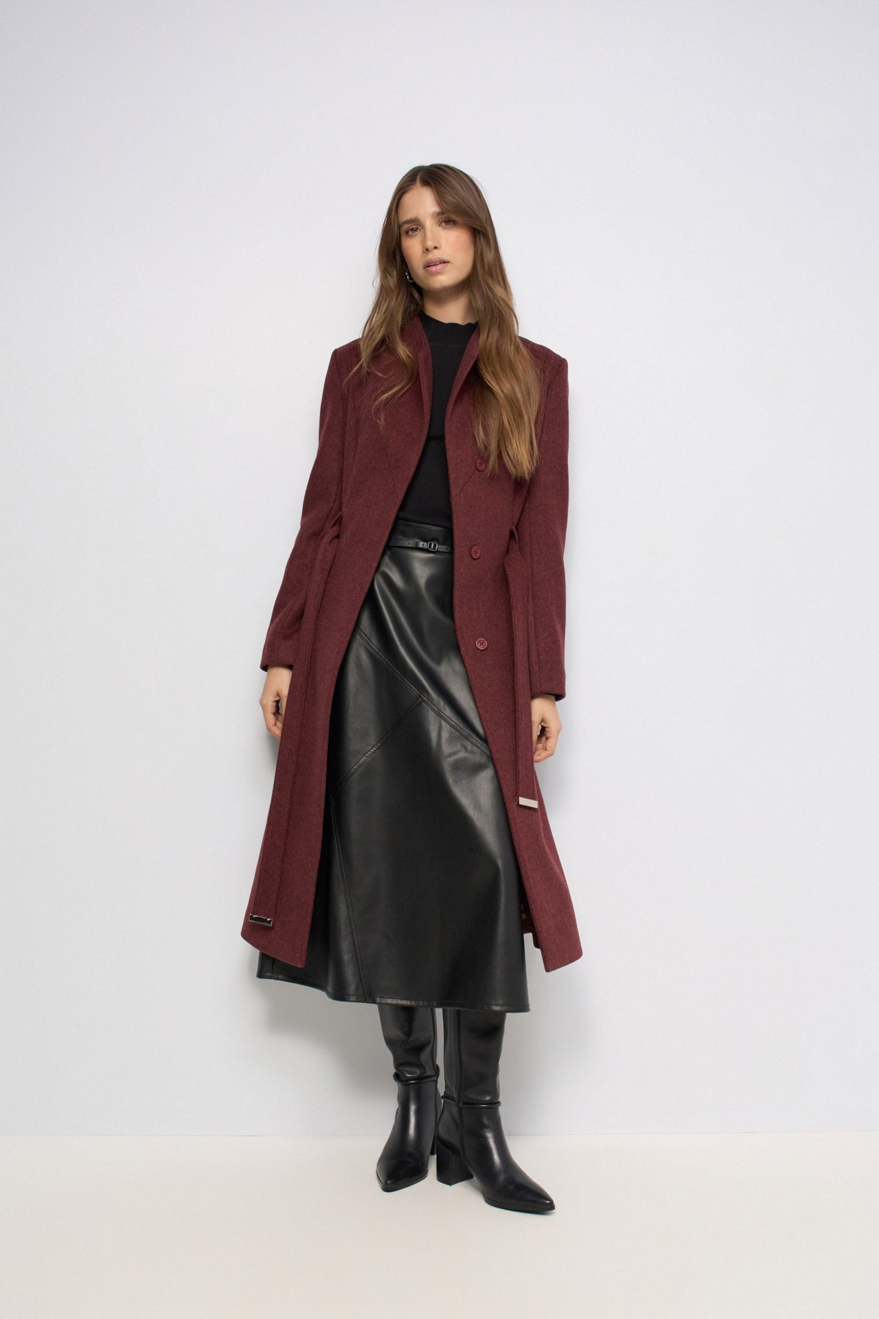 LANGE GRACE WOLLEN JAS MET RIEM