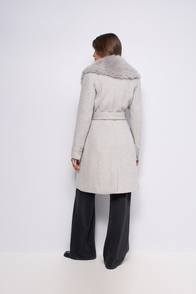 MANTEAU COURT EN LAINAGE GRACE AVEC FOURRURE