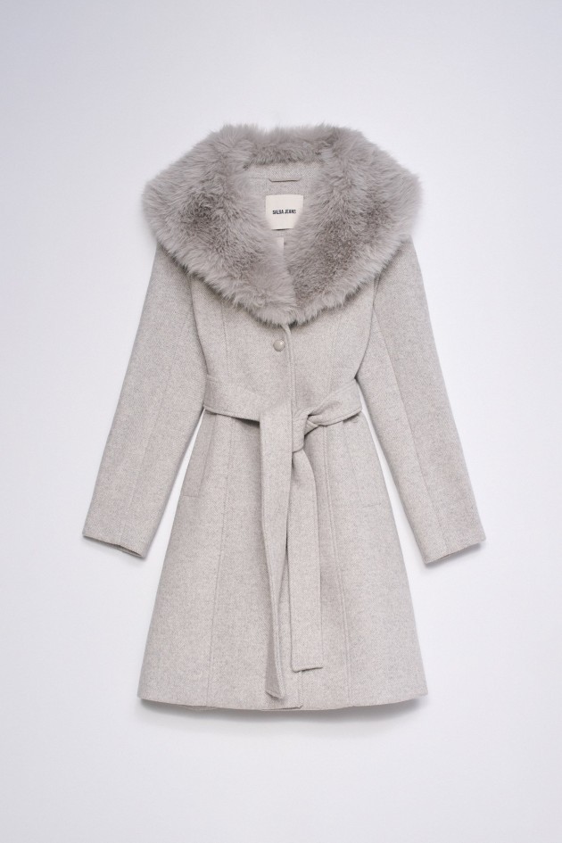 MANTEAU COURT EN LAINAGE GRACE AVEC FOURRURE