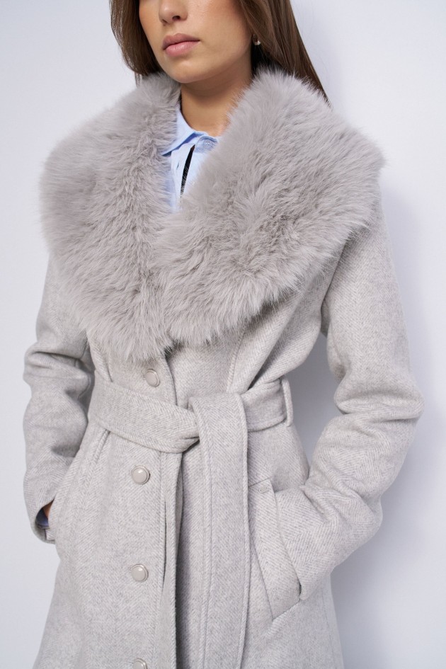 MANTEAU COURT EN LAINAGE GRACE AVEC FOURRURE