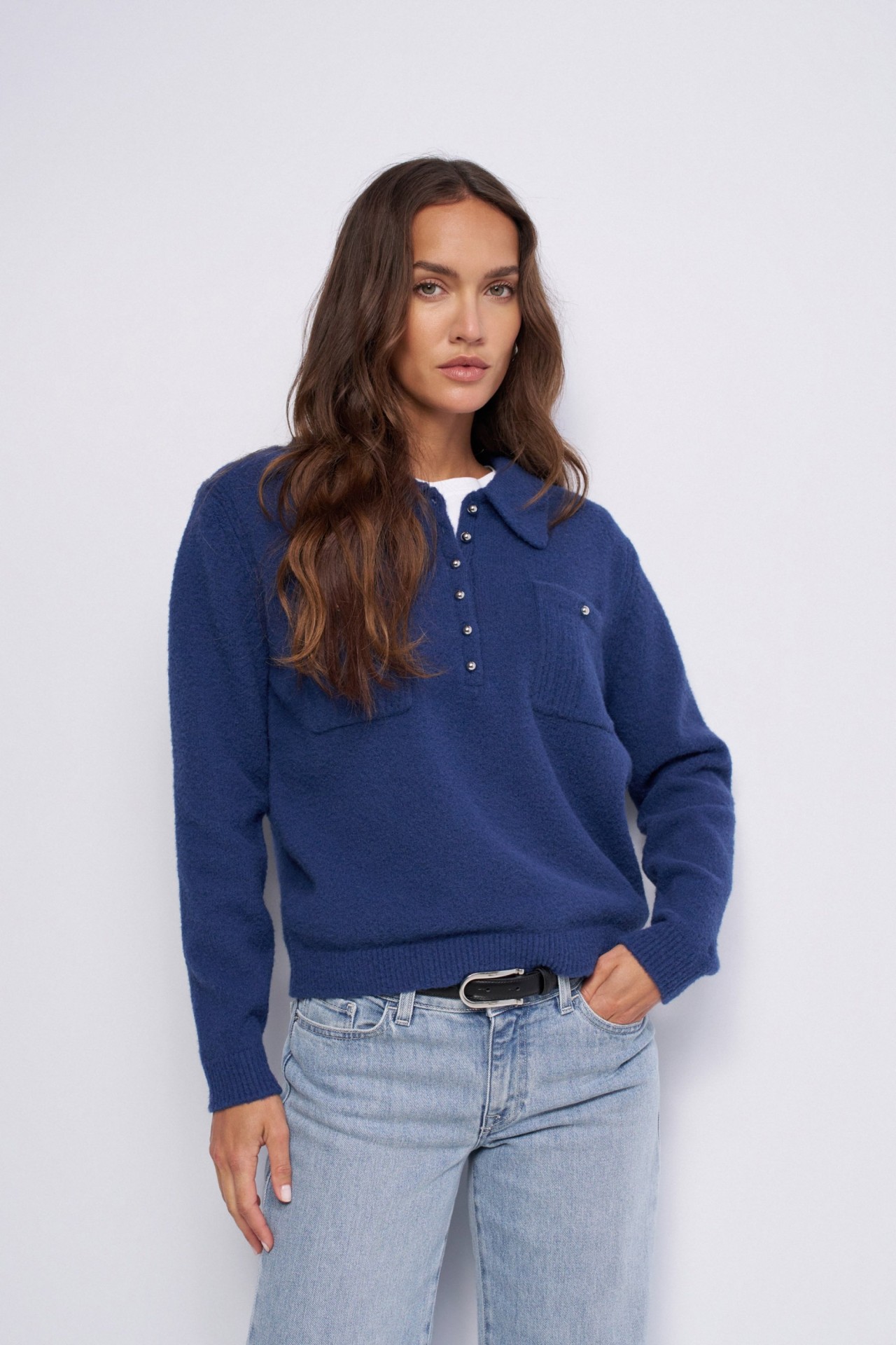 KNITTED POLO SHIRT WITH WOOL