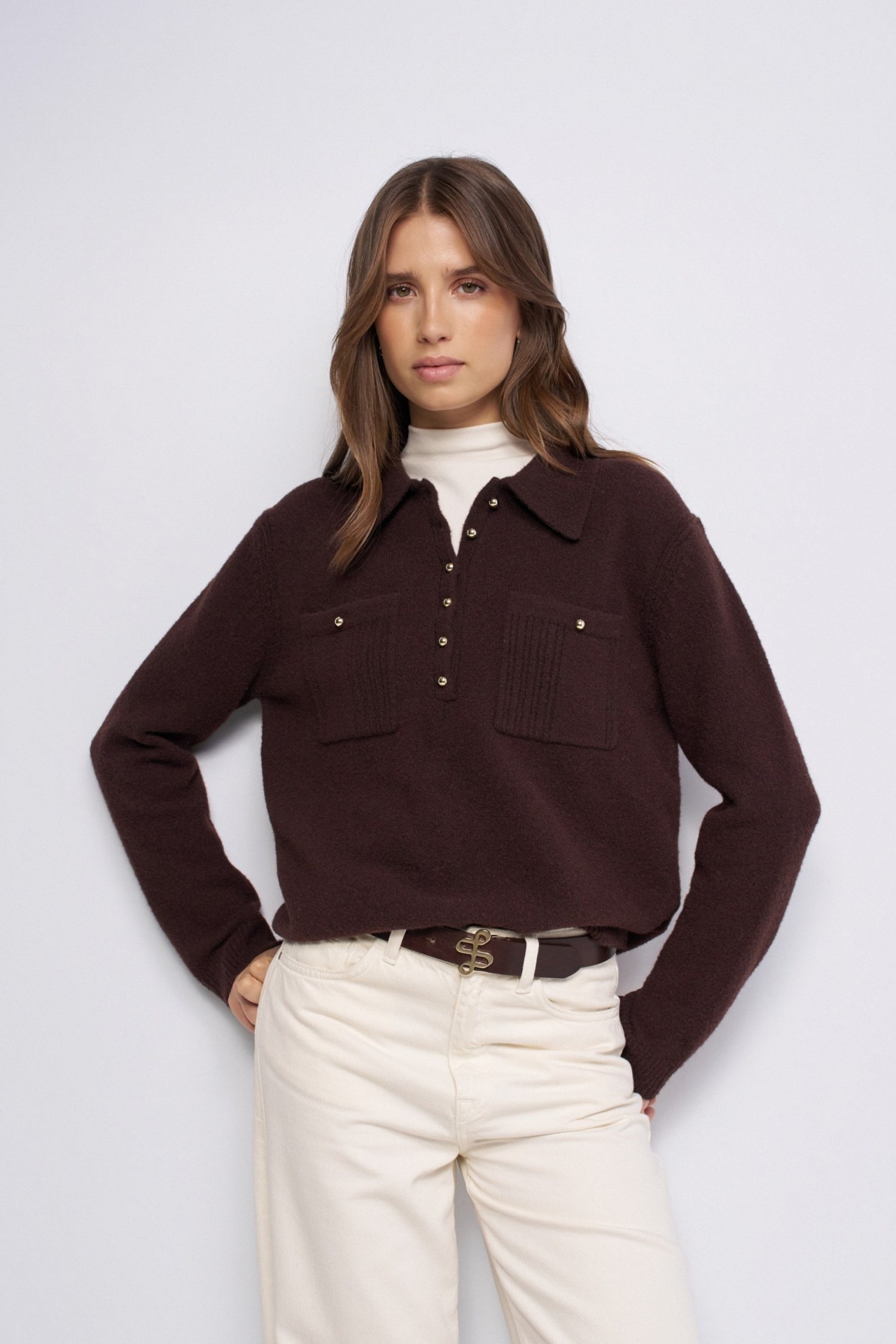 KNITTED POLO SHIRT WITH WOOL