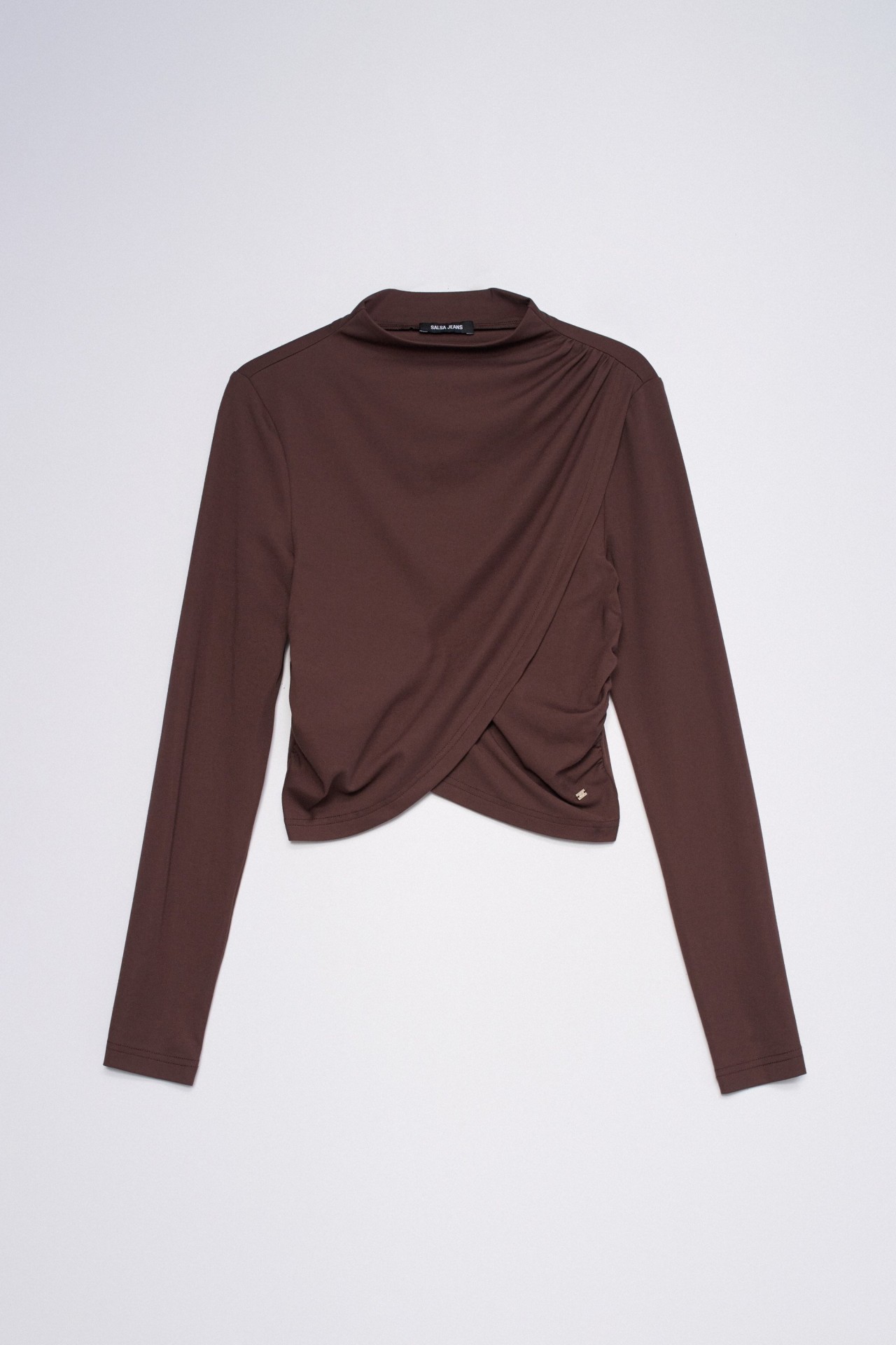 CAMISOLA CROPPED DE MEIA GOLA DRAPEADA