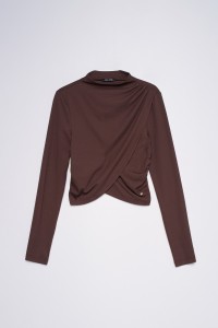 CAMISOLA CROPPED DE MEIA GOLA DRAPEADA