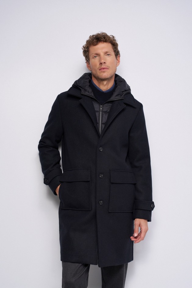 WOOL-BLEND COAT WITH HOOD