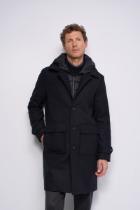 WOOL-BLEND COAT WITH HOOD