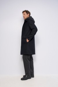 WOOL-BLEND COAT WITH HOOD