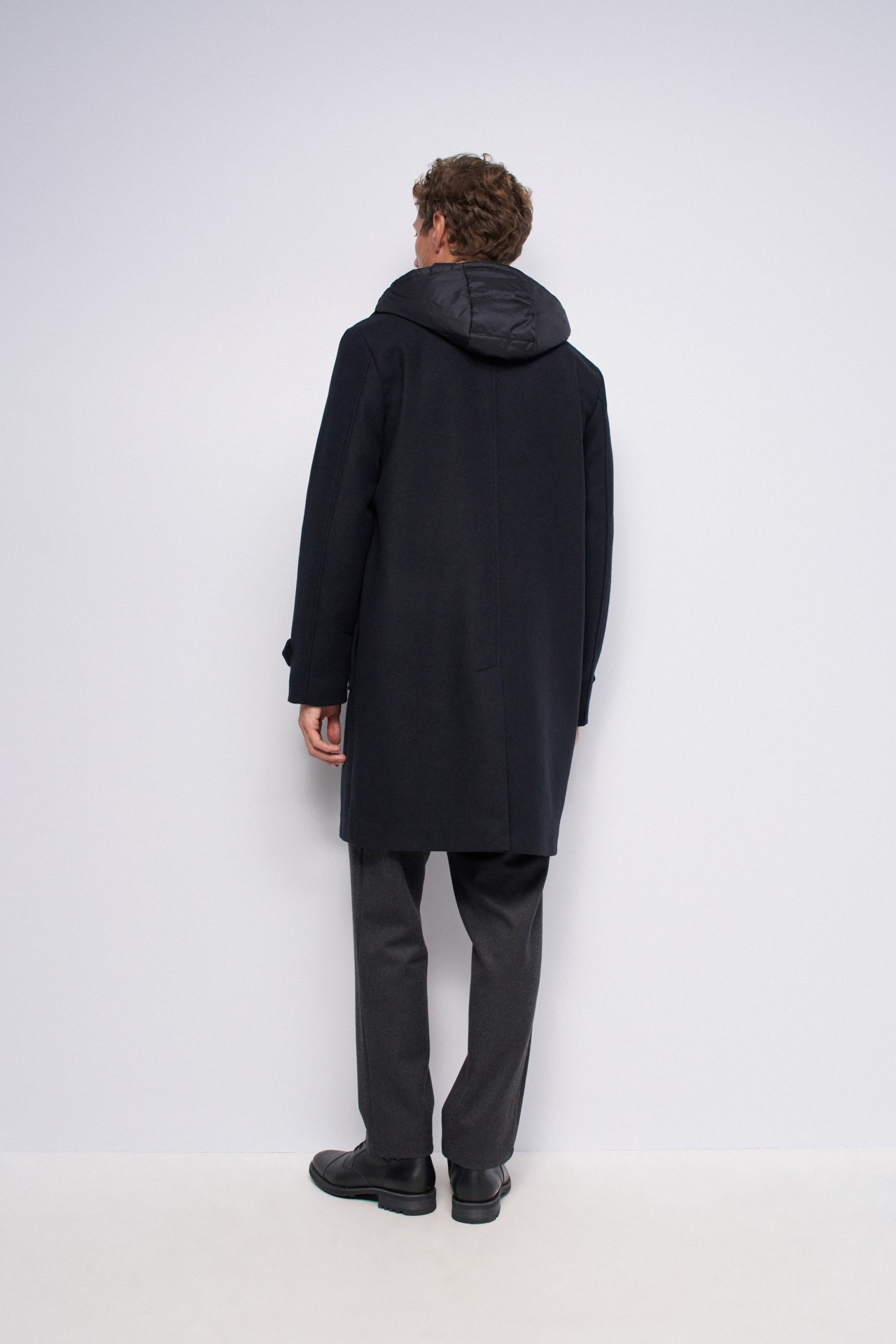 WOOL-BLEND COAT WITH HOOD