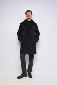 WOOL-BLEND COAT WITH HOOD