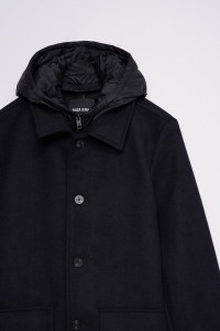 WOOL-BLEND COAT WITH HOOD