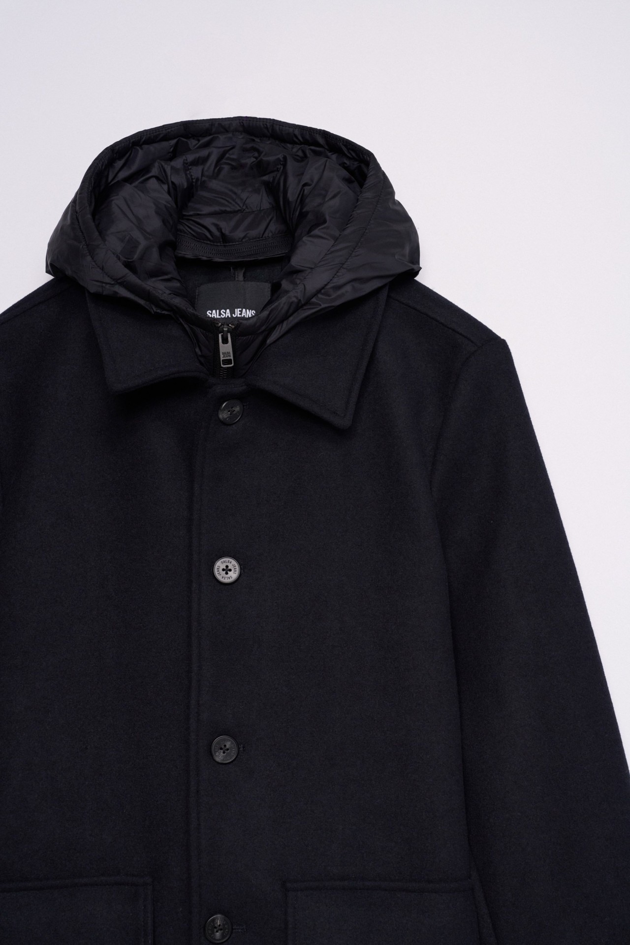 WOOL-BLEND COAT WITH HOOD