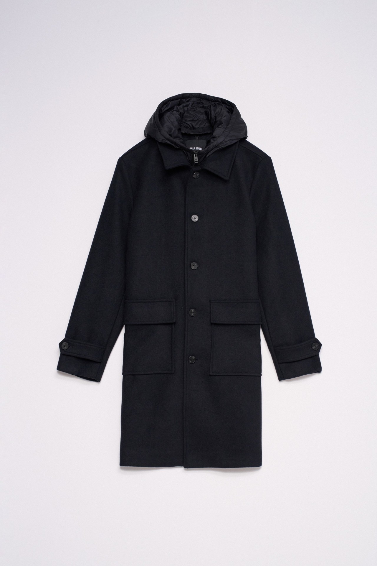 WOOL-BLEND COAT WITH HOOD