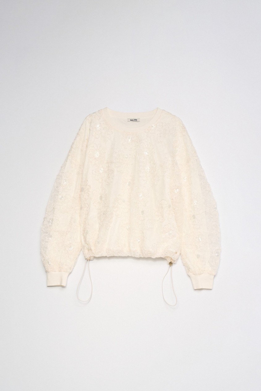 SWEATSHIRT MIT 3D-BLUMENEFFEKT