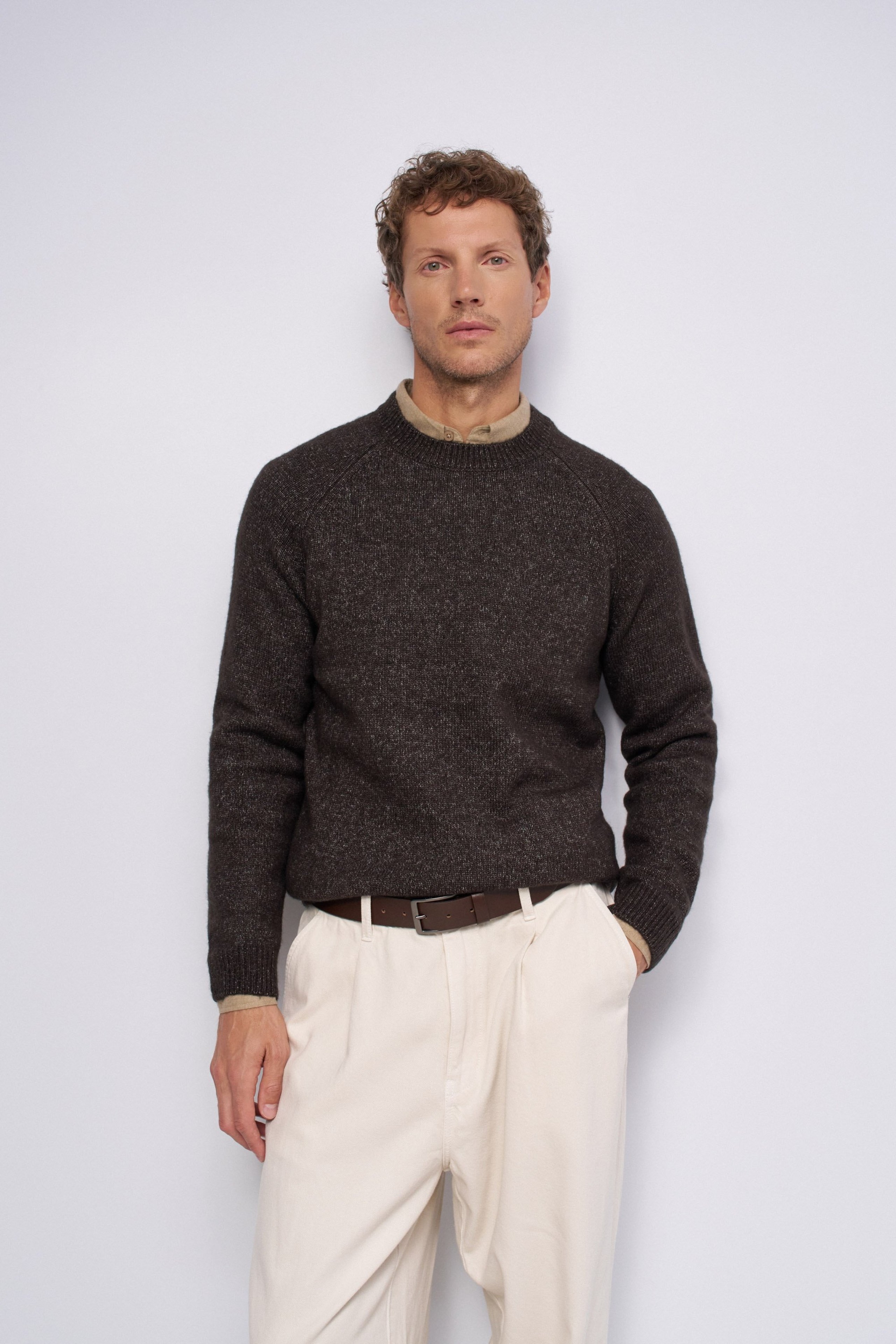 STRICKPULLOVER MIT MELANGE-EFFEKT