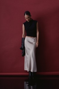 JUPE MIDI SATIN�E