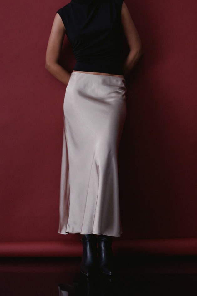 SATIN MIDI SKIRT