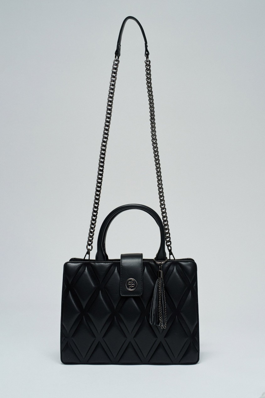 QUILTED LEATHER-EFFECT TOTE BAG