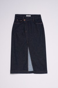 DENIM-MIDIROCK MIT ASYMMETRISCHEM BUND
