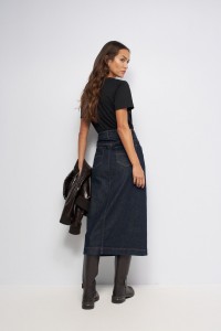 DENIM-MIDIROCK MIT ASYMMETRISCHEM BUND