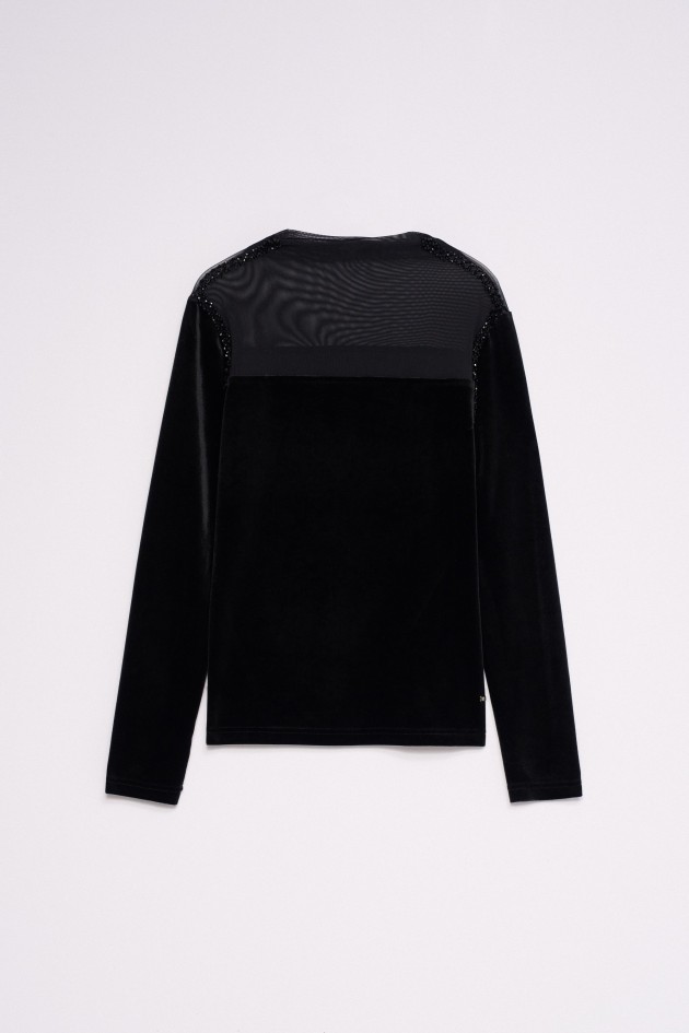 FLUWELEN TOP MET TRANSPARANTE DETAILS