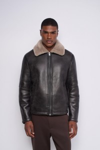 FAUX LEATHER JACKET WITH FUR