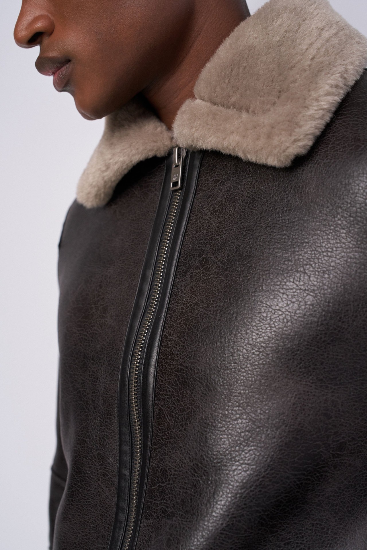 FAUX LEATHER JACKET WITH FUR