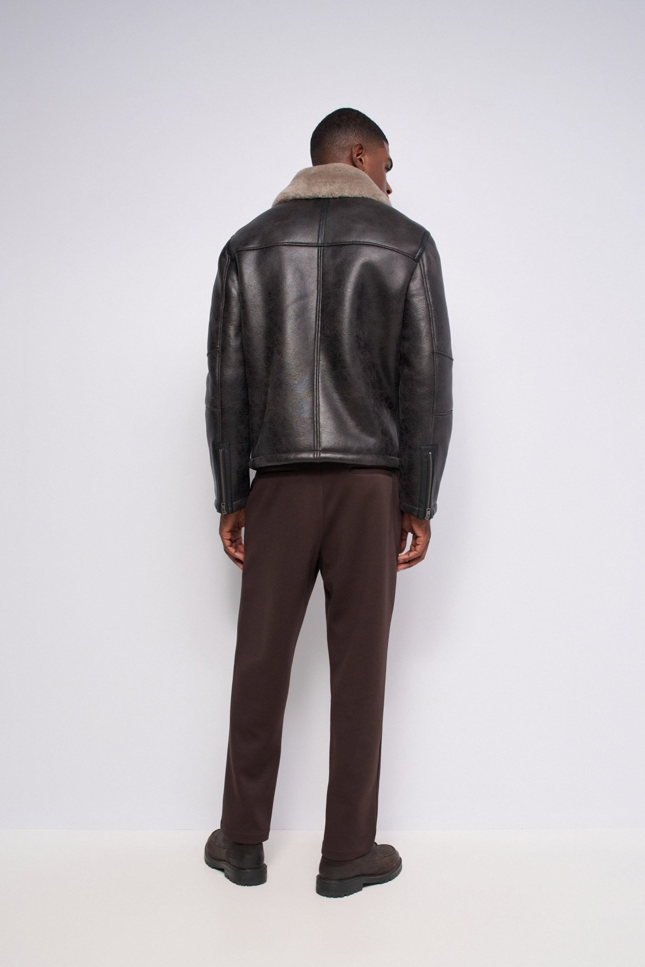 FAUX LEATHER JACKET WITH FUR