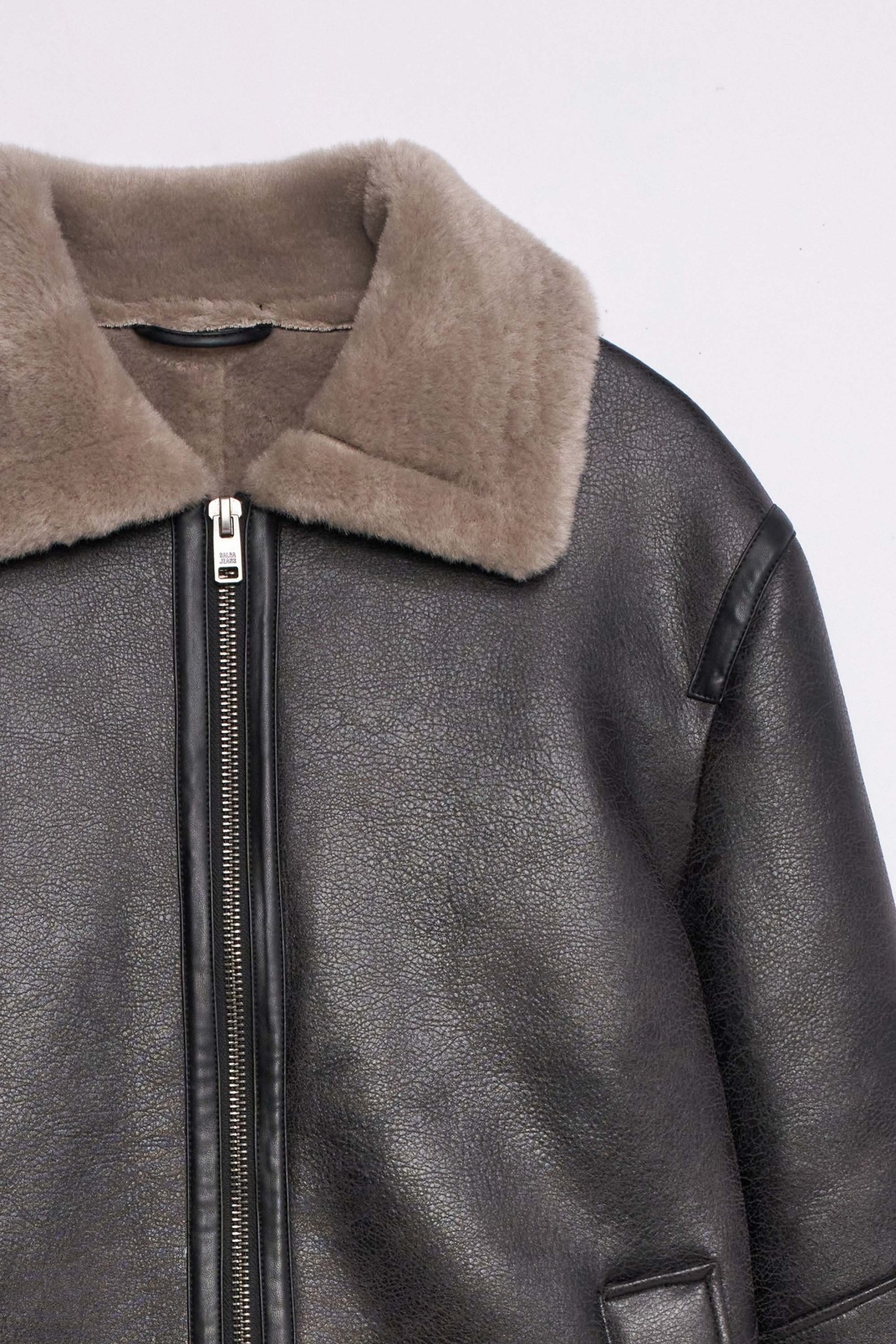 FAUX LEATHER JACKET WITH FUR