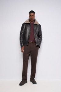 FAUX LEATHER JACKET WITH FUR