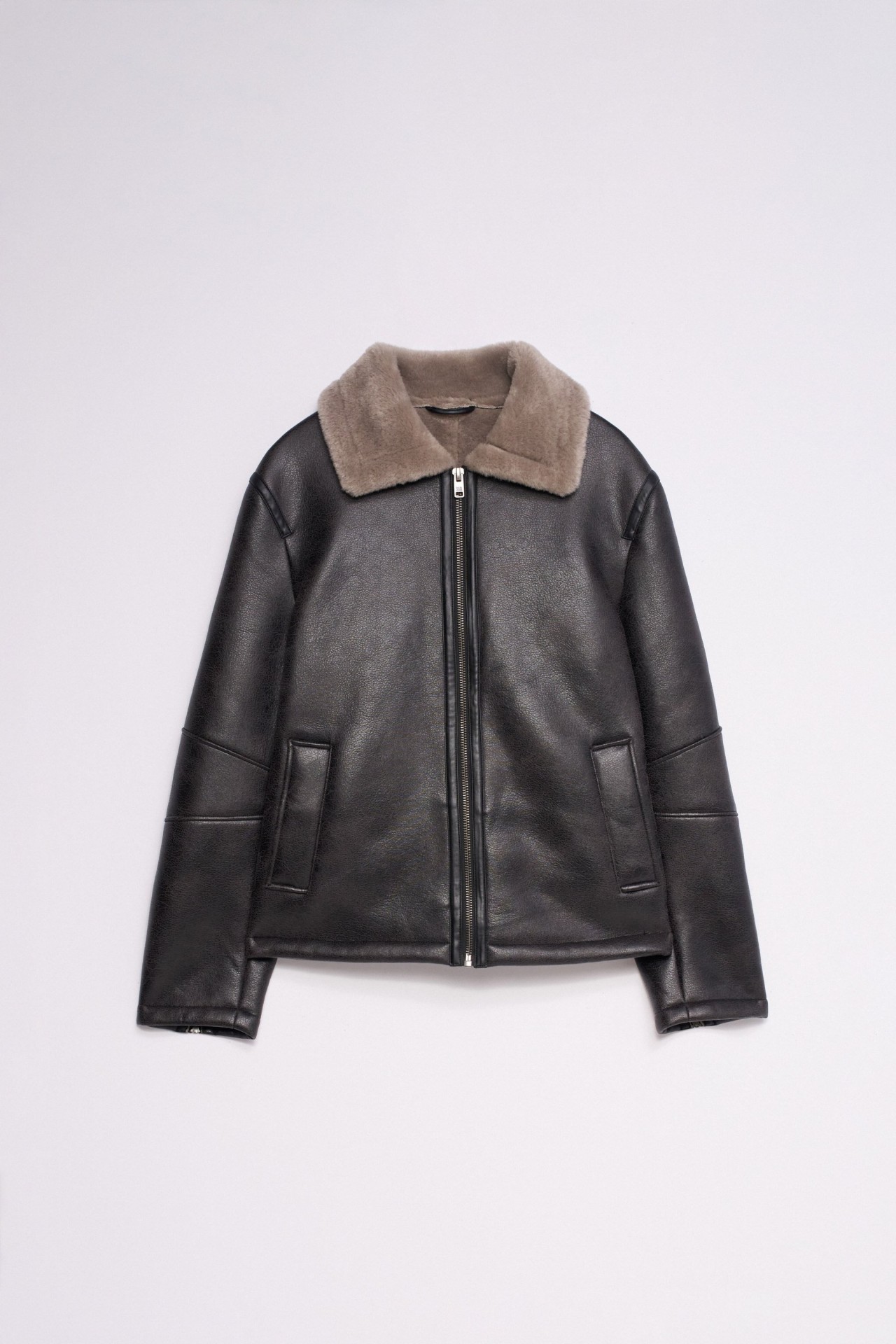 FAUX LEATHER JACKET WITH FUR