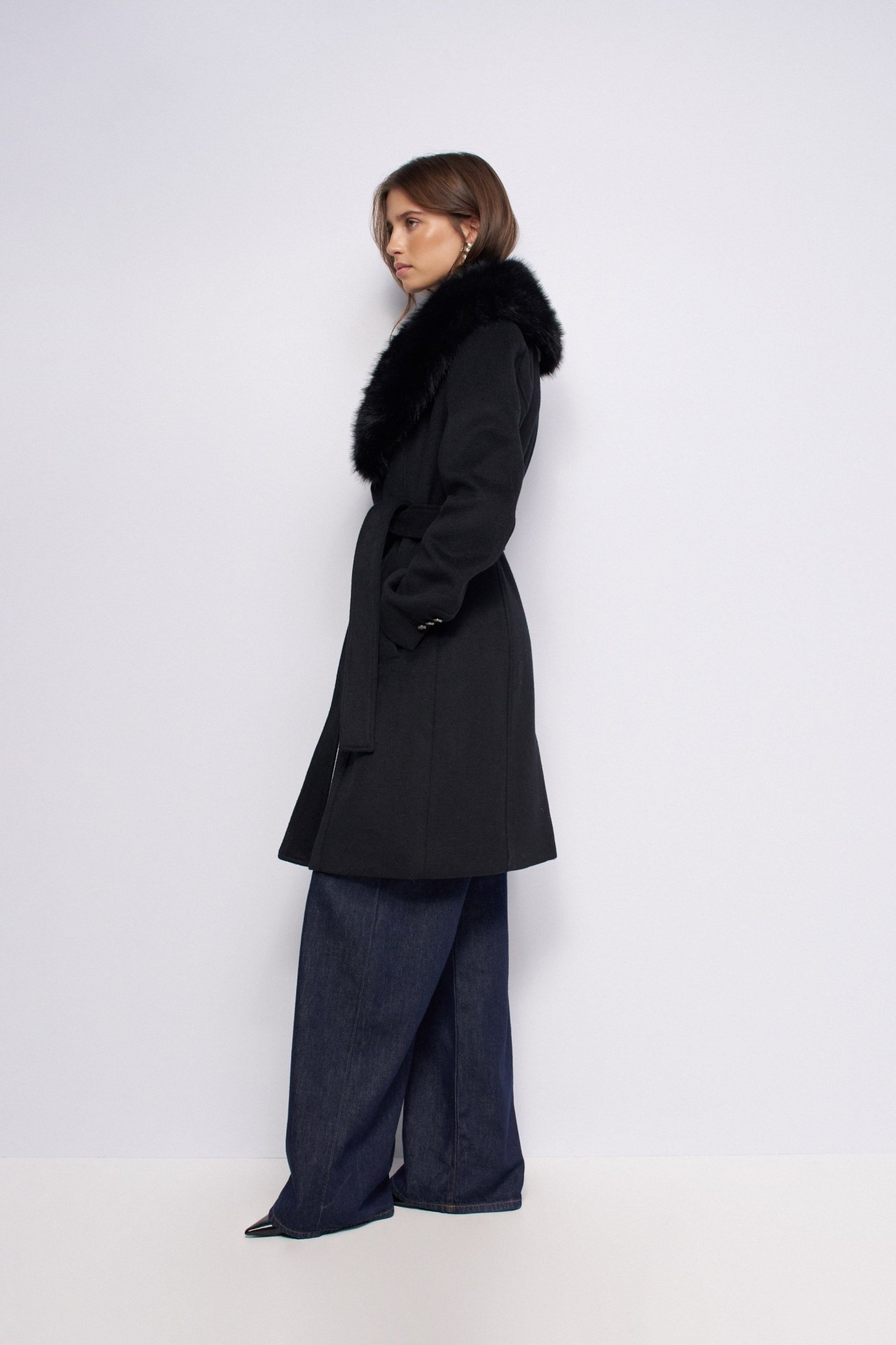 GRACE WOOL COAT WITH FUR COLLAR
