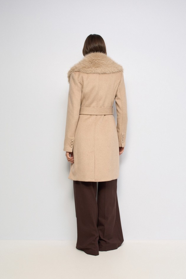 GRACE WOOL COAT WITH FUR COLLAR